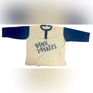 Men’s white and navy blue baseball style half sleeve jersey XL